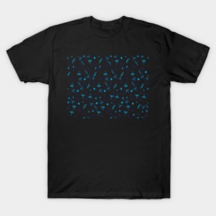 Blue Hanukkah symbols pattern T-Shirt